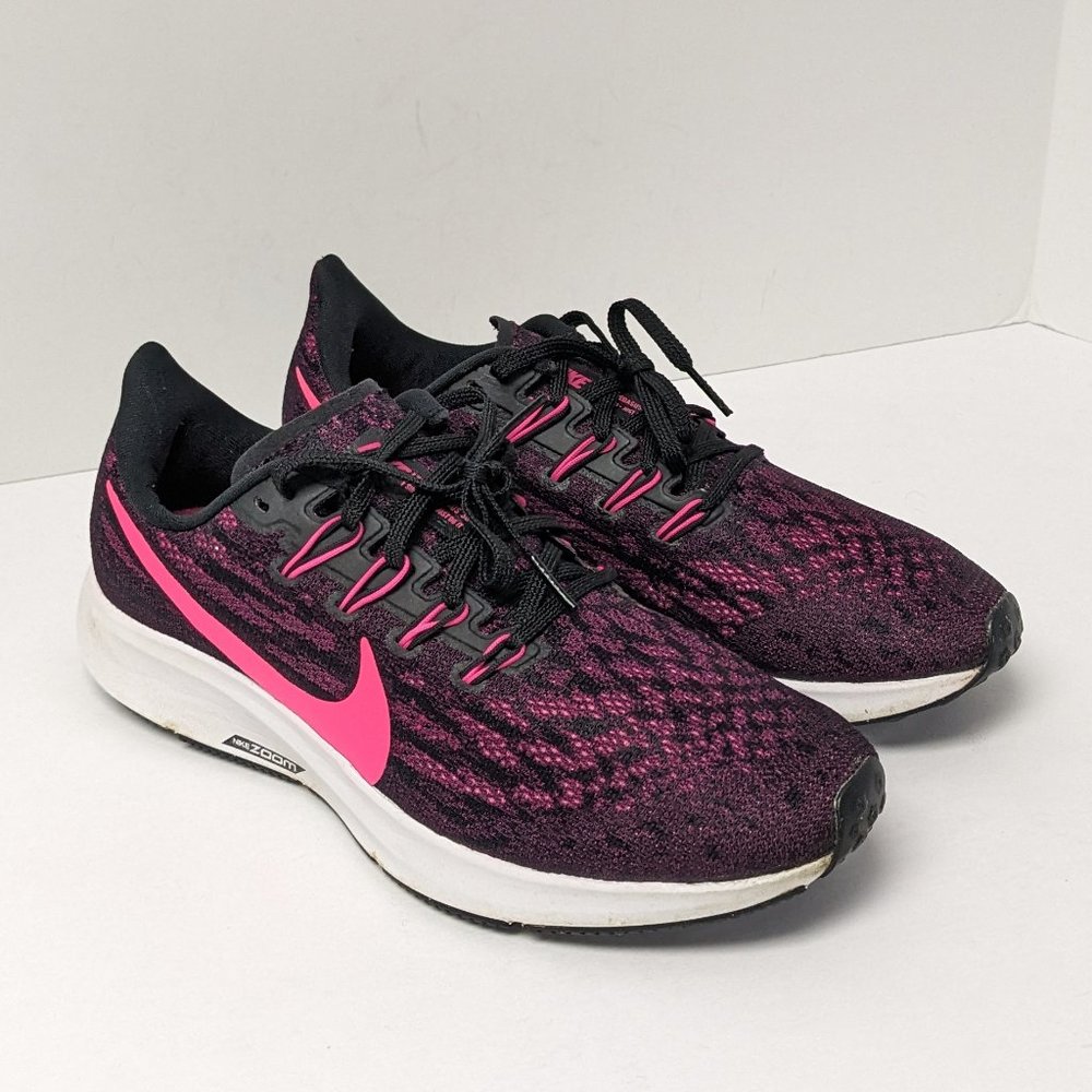 Nike Air Zoom Pegasus 36 Running Shoes, Black/Hot Pink, Women's 9 M